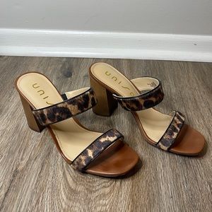 UNISA Leopard slide on sandal heels - size 7
